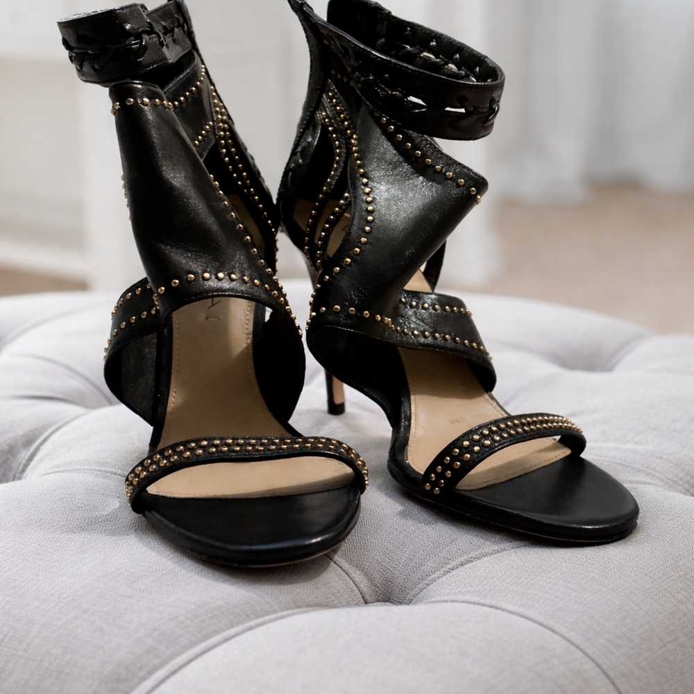 Via Spiga Black Studded Heels